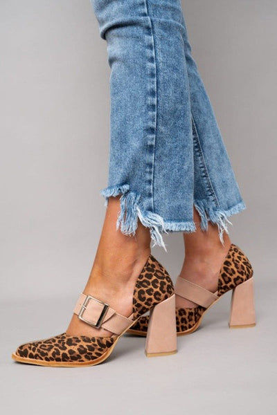 Selveta | Leopard Print Suede Stable Heel Sandals