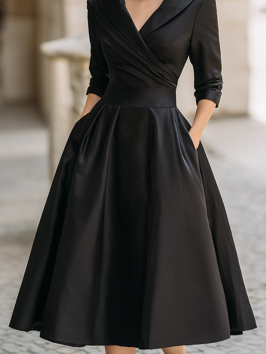 Lina - Elegant satin midi dress for a sophisticated look