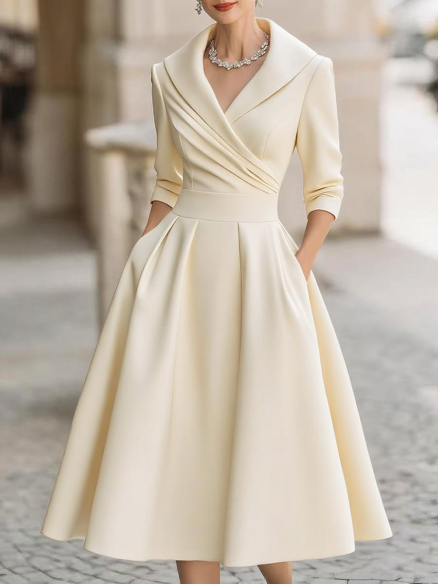 Lina - Elegant satin midi dress for a sophisticated look