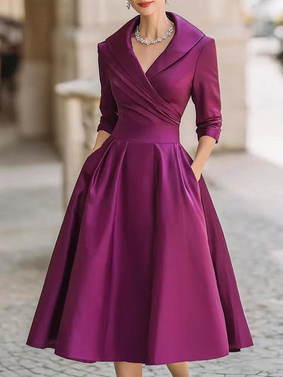 Lina - Elegant satin midi dress for a sophisticated look