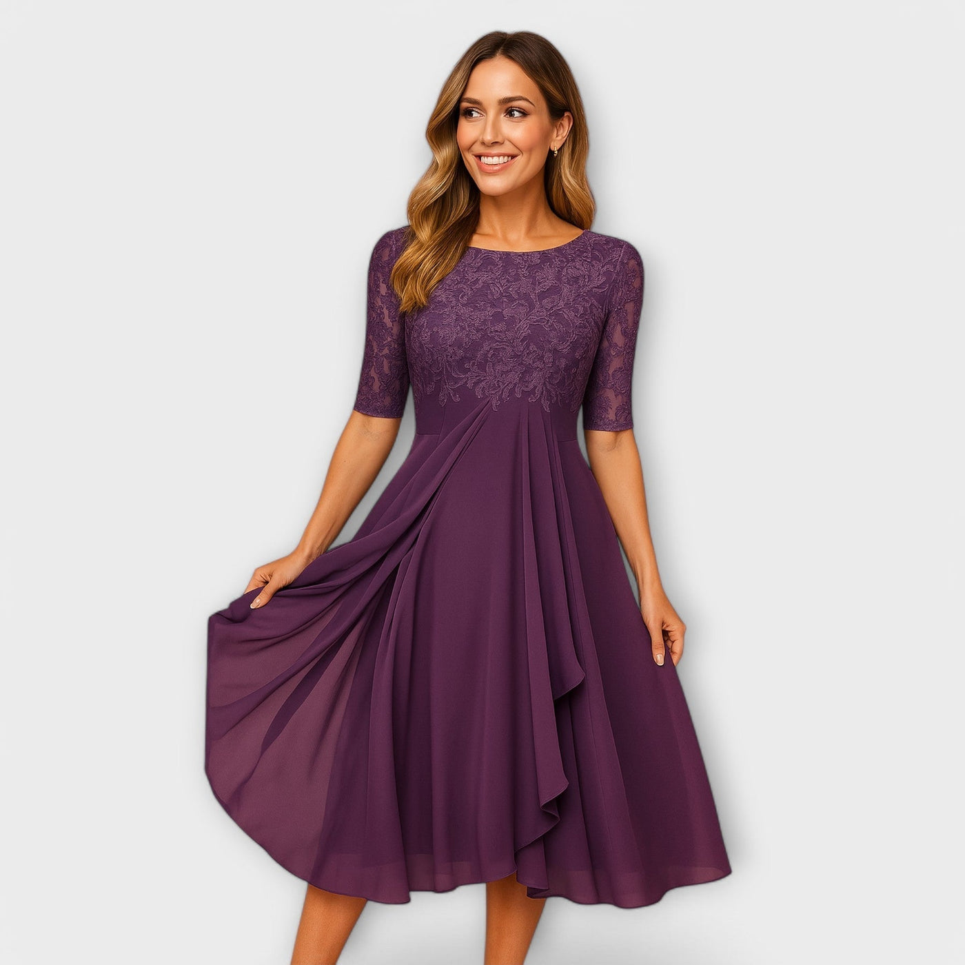 Martha | Midi Dress With Lace Sleeve