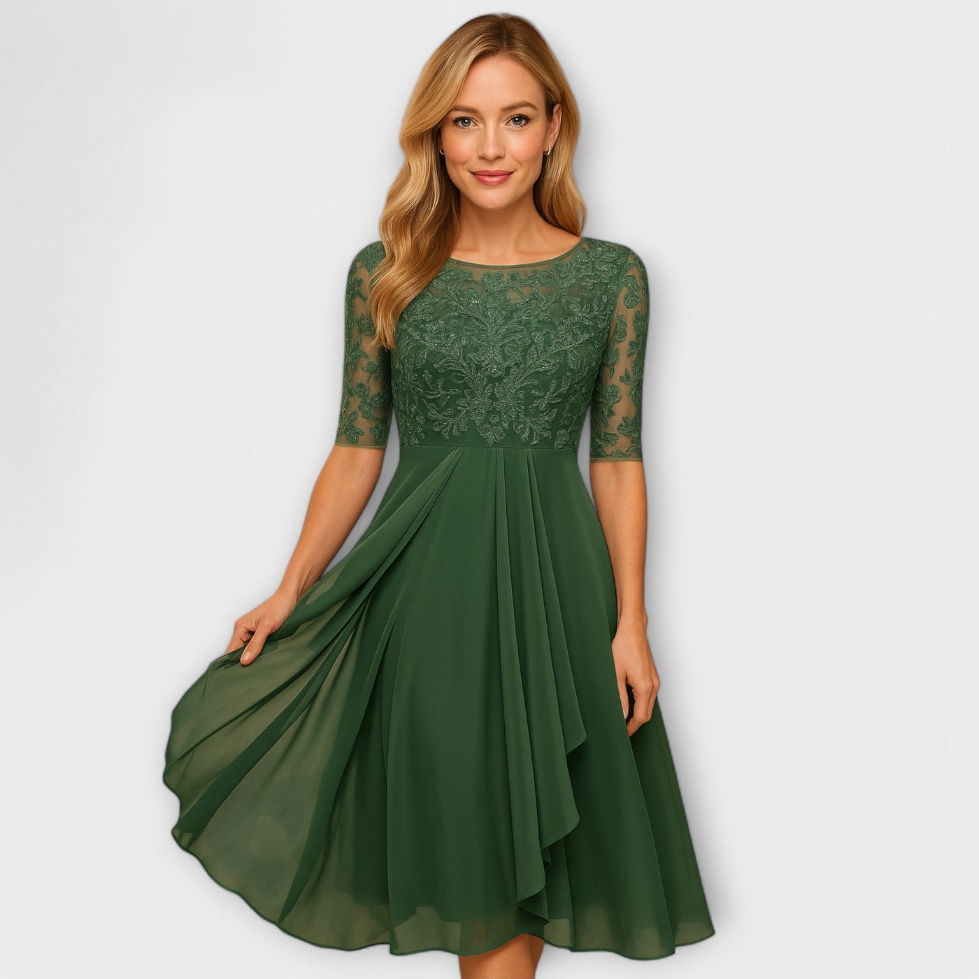 Martha | Midi Dress With Lace Sleeve