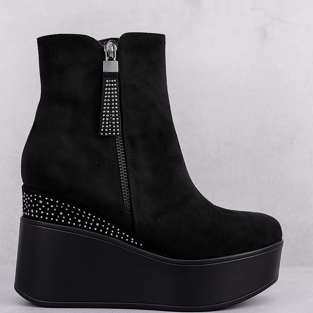 MARGHERITA™ – Ankle Boots with Wedge Heel and Rhinestones