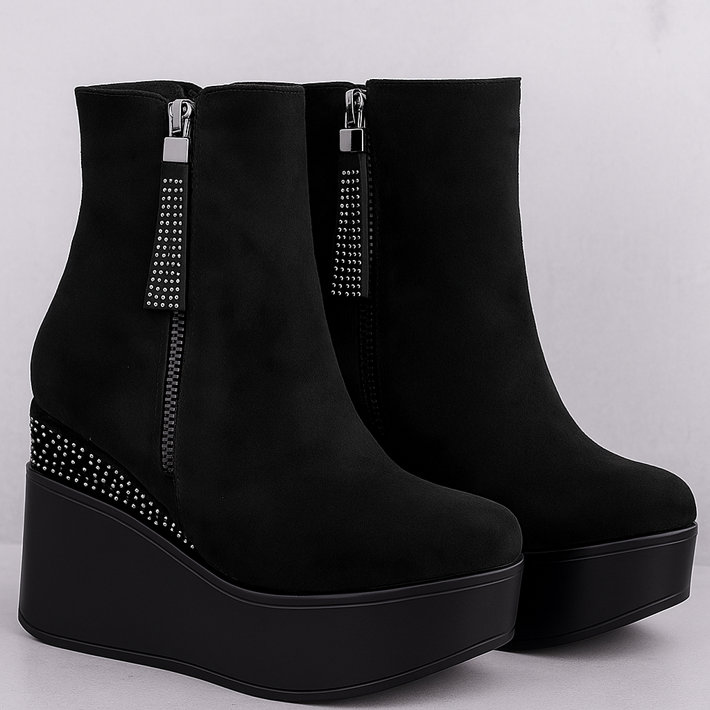 MARGHERITA™ – Ankle Boots with Wedge Heel and Rhinestones
