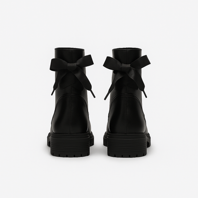 BOW™ – Black Ankle Boots with Laces and Elegant Design