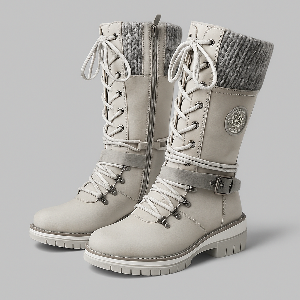 IARA™ – Tall Women's Boots with Knitted Detail and Buckle