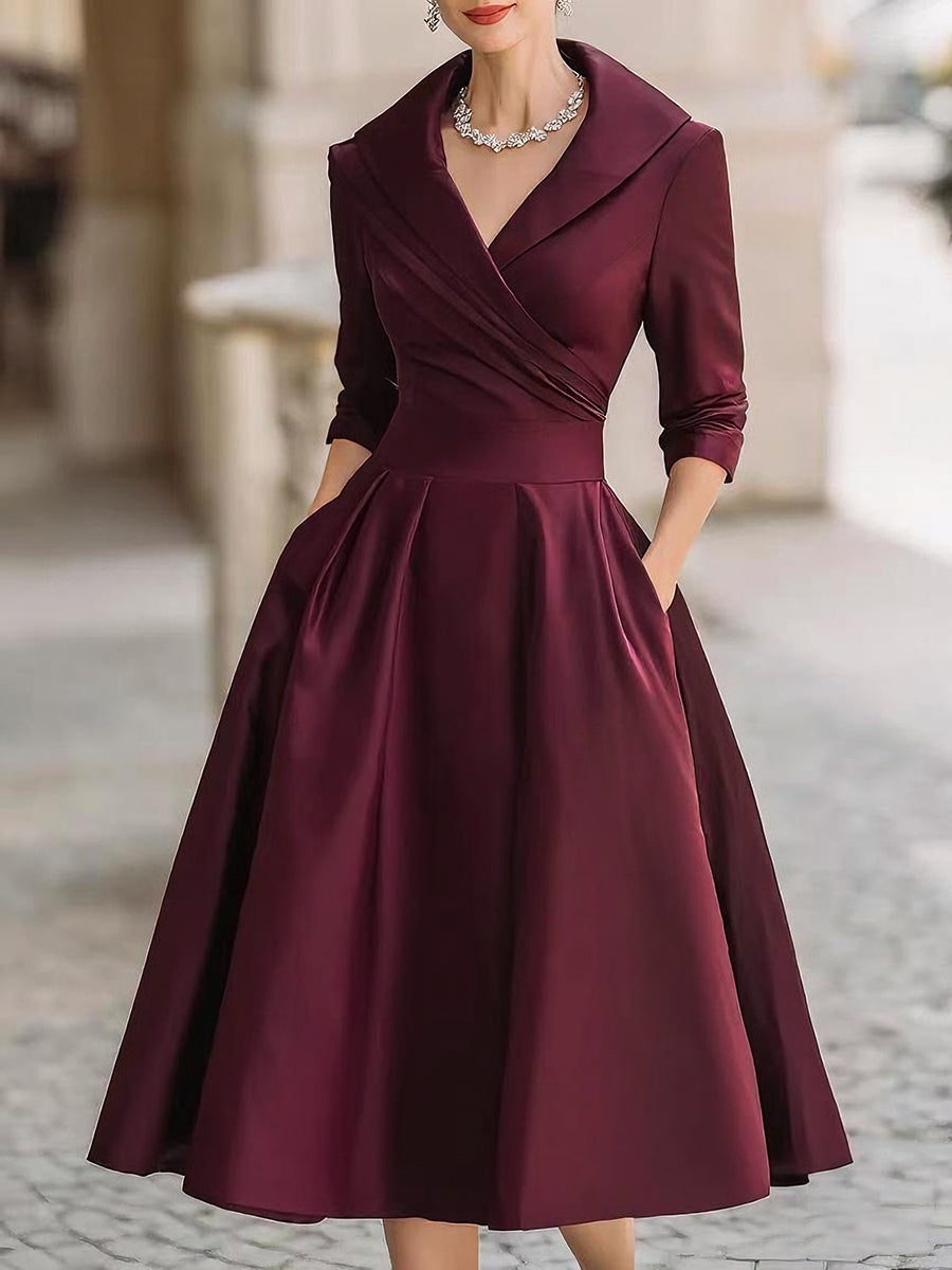 Lina - Elegant satin midi dress for a sophisticated look