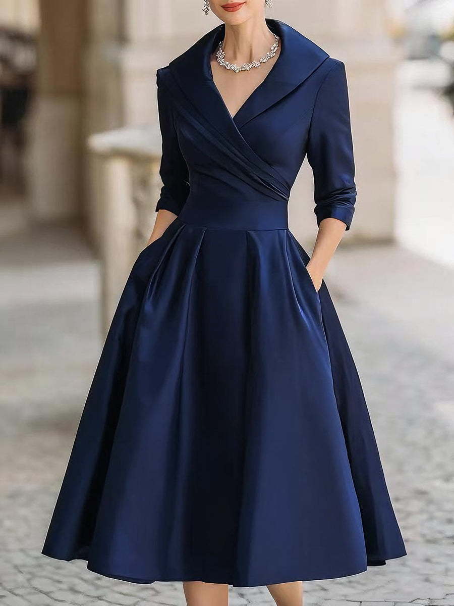 Lina - Elegant satin midi dress for a sophisticated look