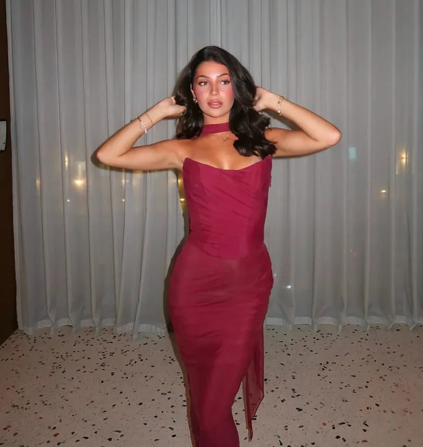 Aniyah | Strapless Bodycon Maxi Dress