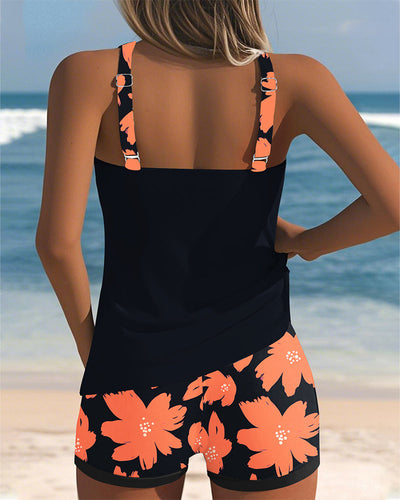 Iris - U-Neck Sleeveless Printed Tankini