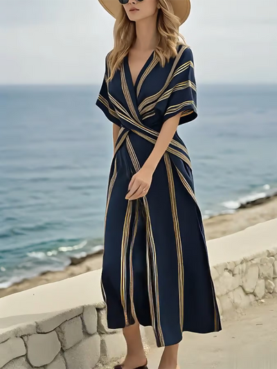 Midnight Elegance Linen Dress