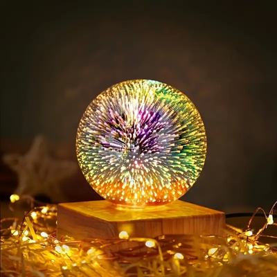 3D Kristallen Globe Lamp met Vuurwerk Effect