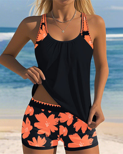 Iris - U-Neck Sleeveless Printed Tankini