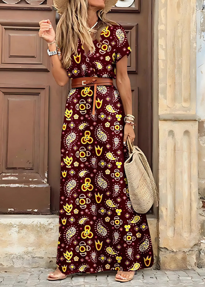 Briony | Elegant Paisley Maxi Dress for Formal Events