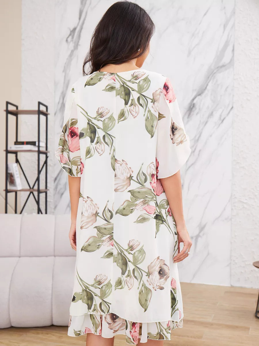 Judith | Chic Floral Print Chiffon Dress