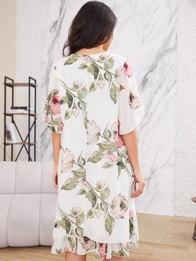 Judith | Chic Floral Print Chiffon Dress