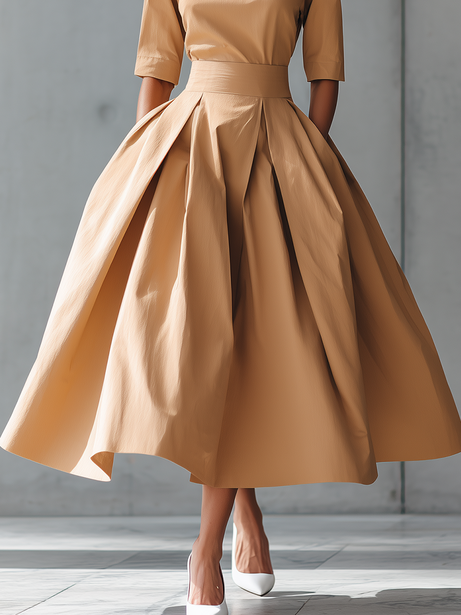 Elegant Cotton Maxi Dress with Textured Design