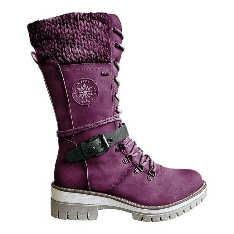 IARA™ – Tall Women's Boots with Knitted Detail and Buckle