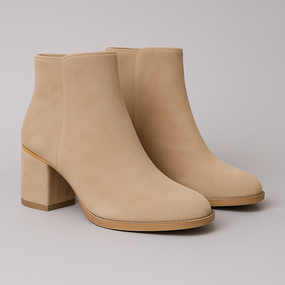 DARIA™ – Fango Rustic Leather Ankle Boots with Comfortable Heel