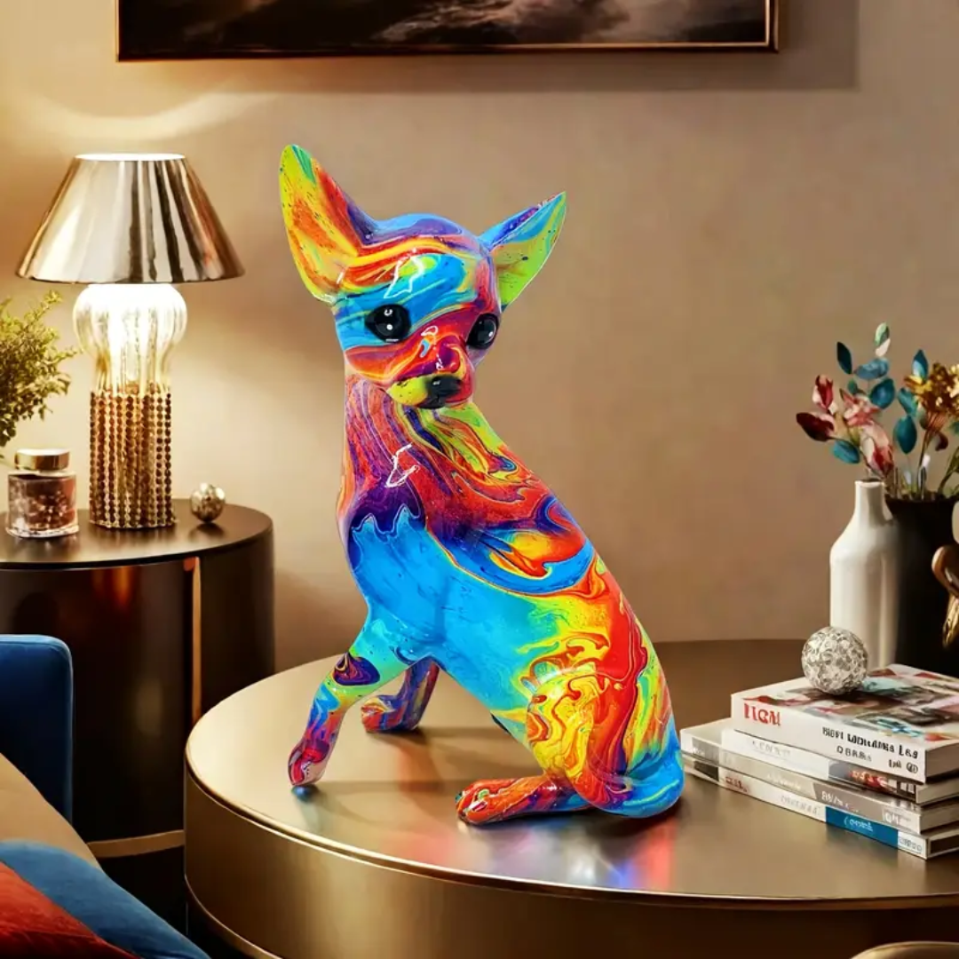 Vibrant Resin Chihuahua Lamp
