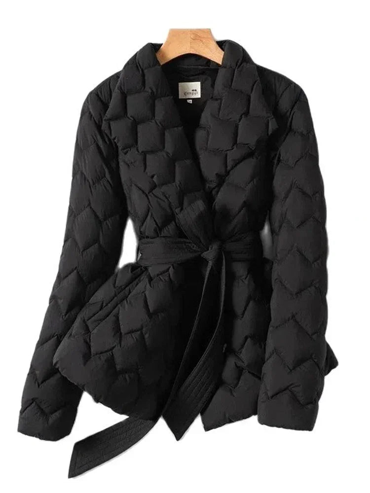 Freya™ | Stylish Belted Puffer Jacket