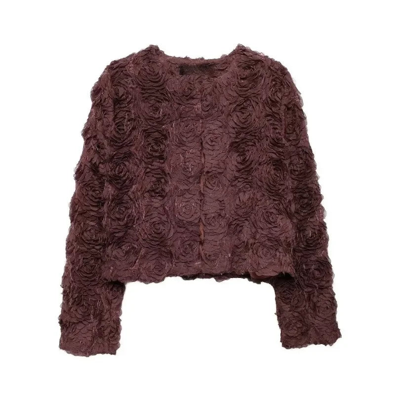 Textured O-Neck Jacket