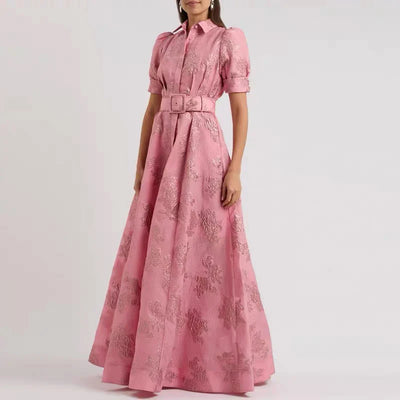 Roselle Embroidered Belted Dress