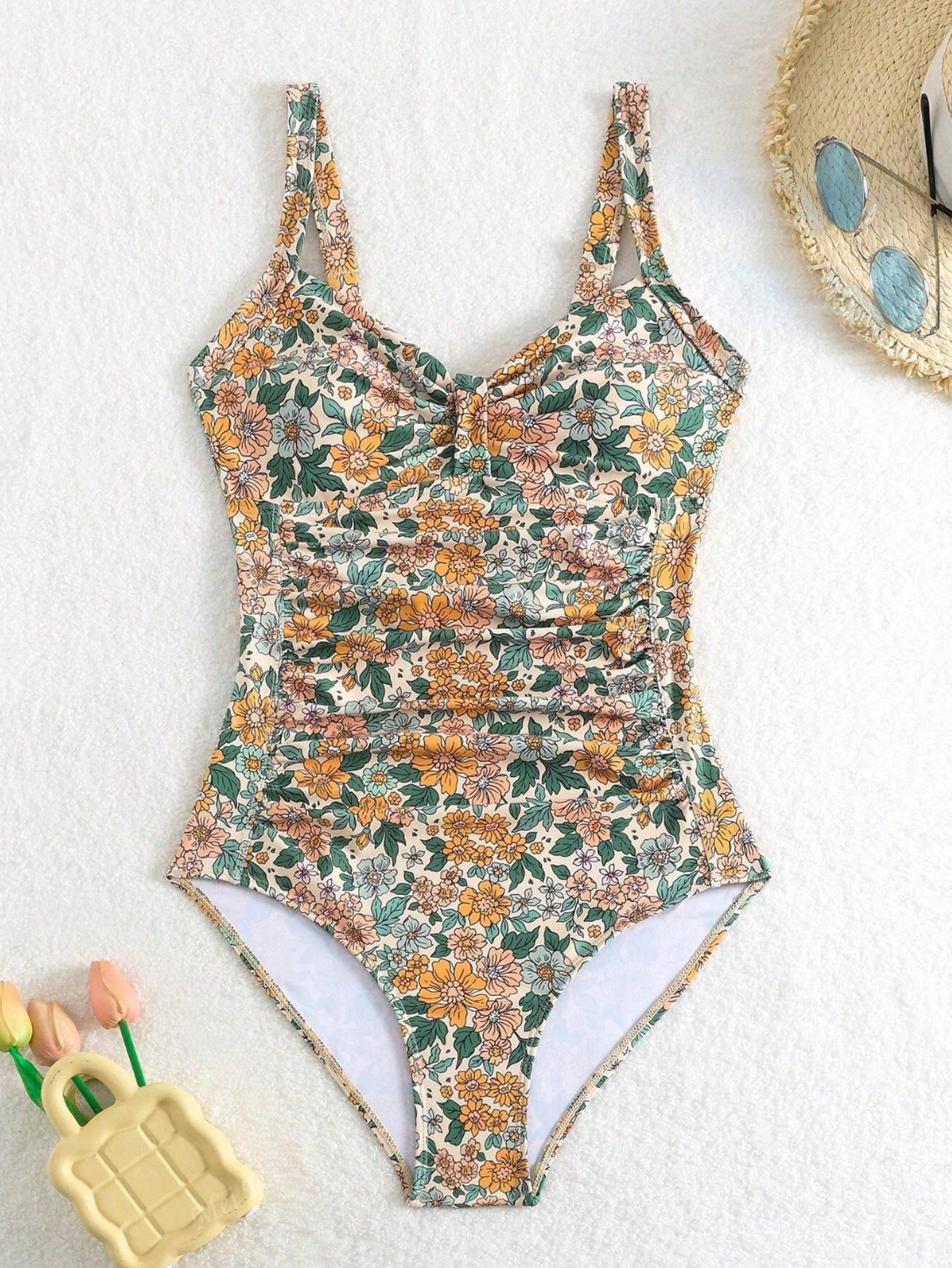 Penelope - Floral Print Halter Neck Swimsuit