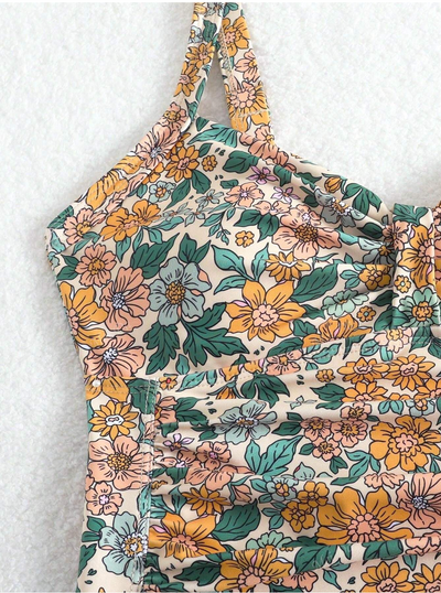 Penelope - Floral Print Halter Neck Swimsuit