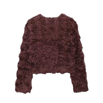 Textured O-Neck Jacket
