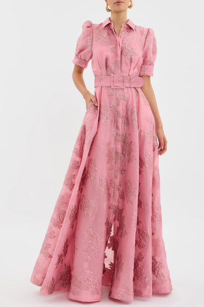 Roselle Embroidered Belted Dress