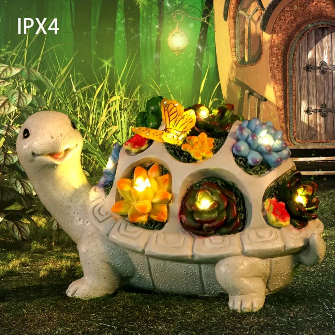 Gegraveerde Glazen Tuinschildpad met Succulent