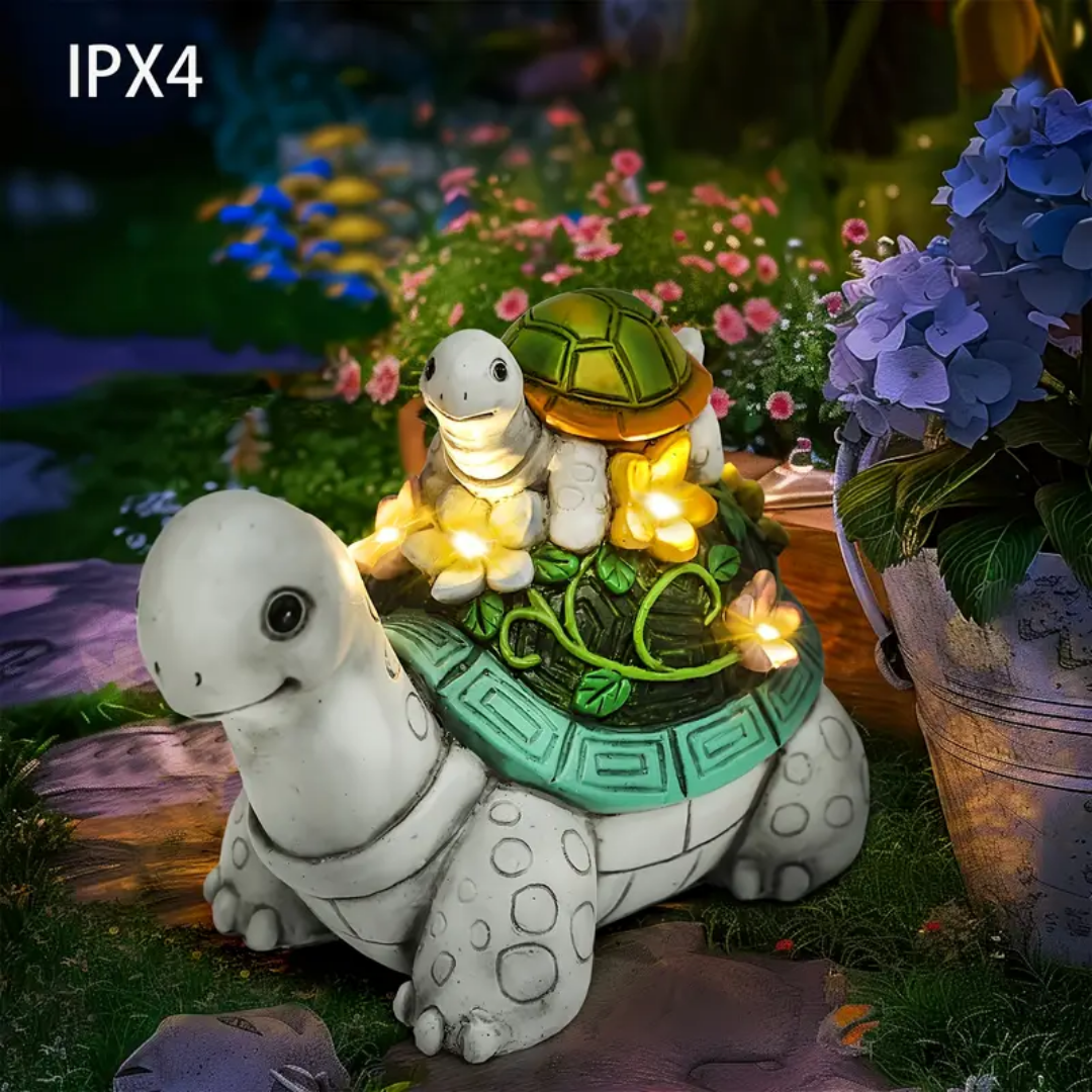 Glas Schildpad Familie Lamp met Geelicht Design