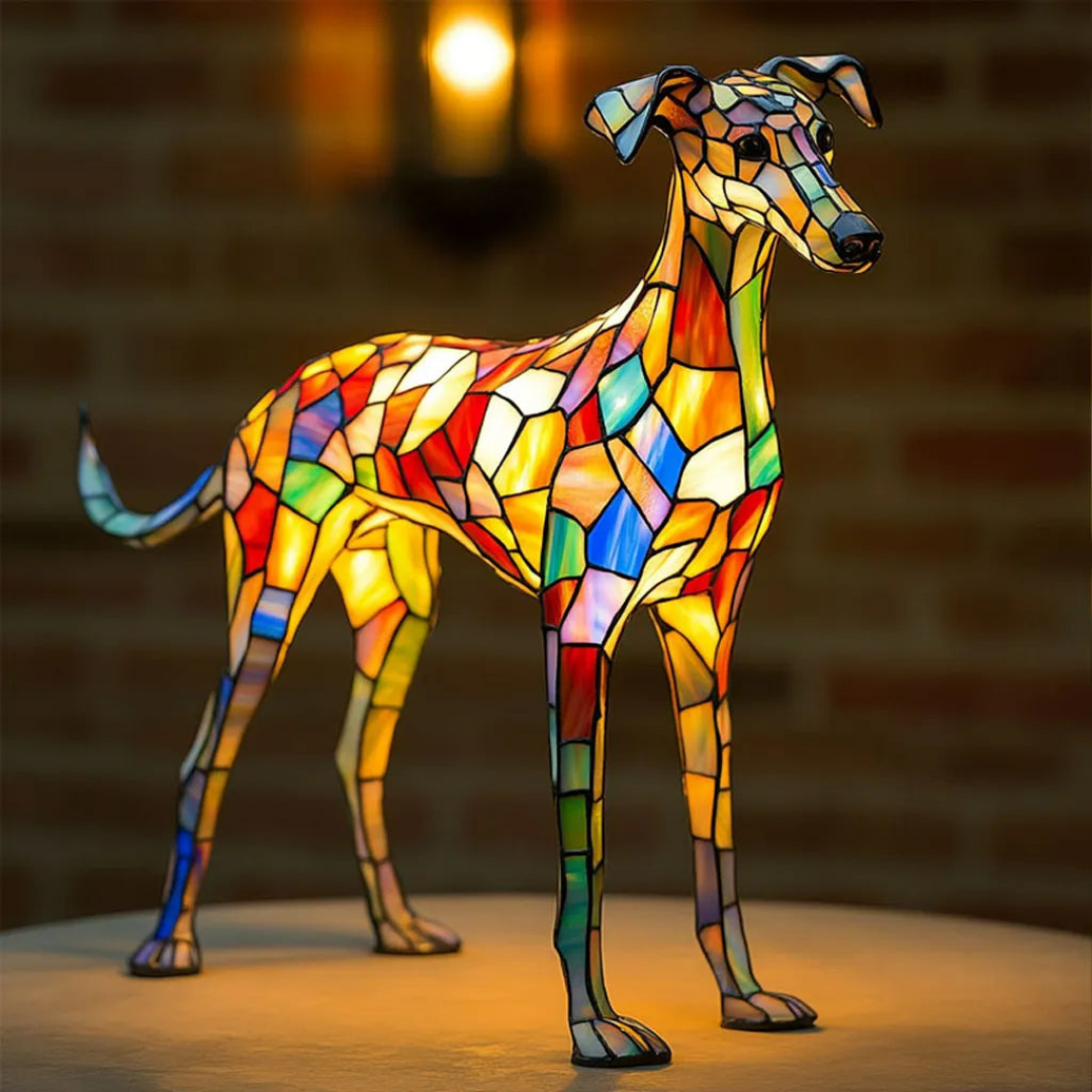 Greyhound Lamp with Faceted Glass Design