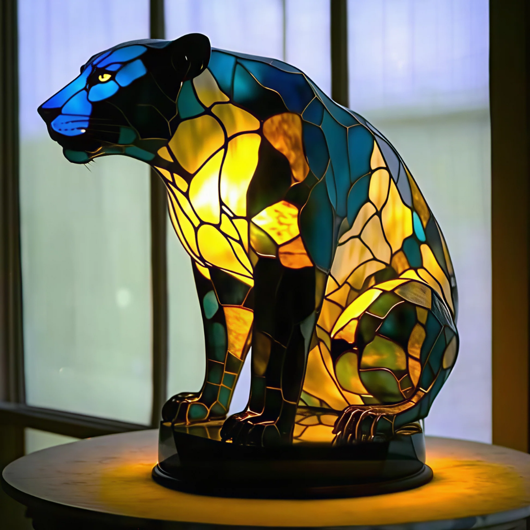 Feathered Glass Panther Lamp