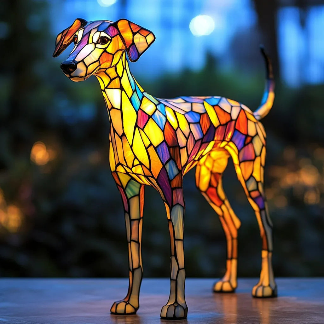Faceted Glass Whippet Lamp