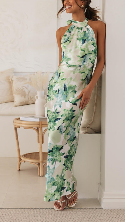 Shannon | Floral Halter Maxi Dress