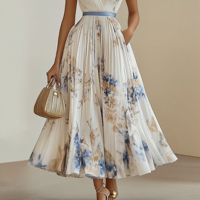 Milano-Elegant Pleated Maxi Dress