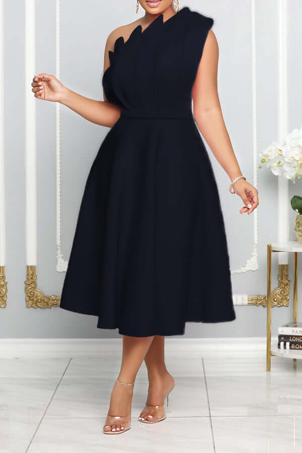 Natalia | Stylish One-Shoulder Midi Dress