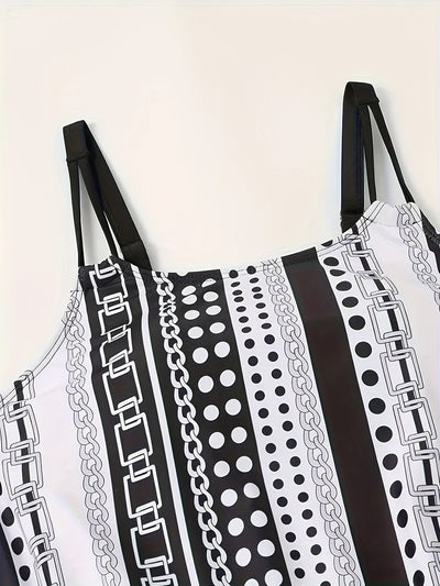 Agnes – Striped Ruffle Tankini Set