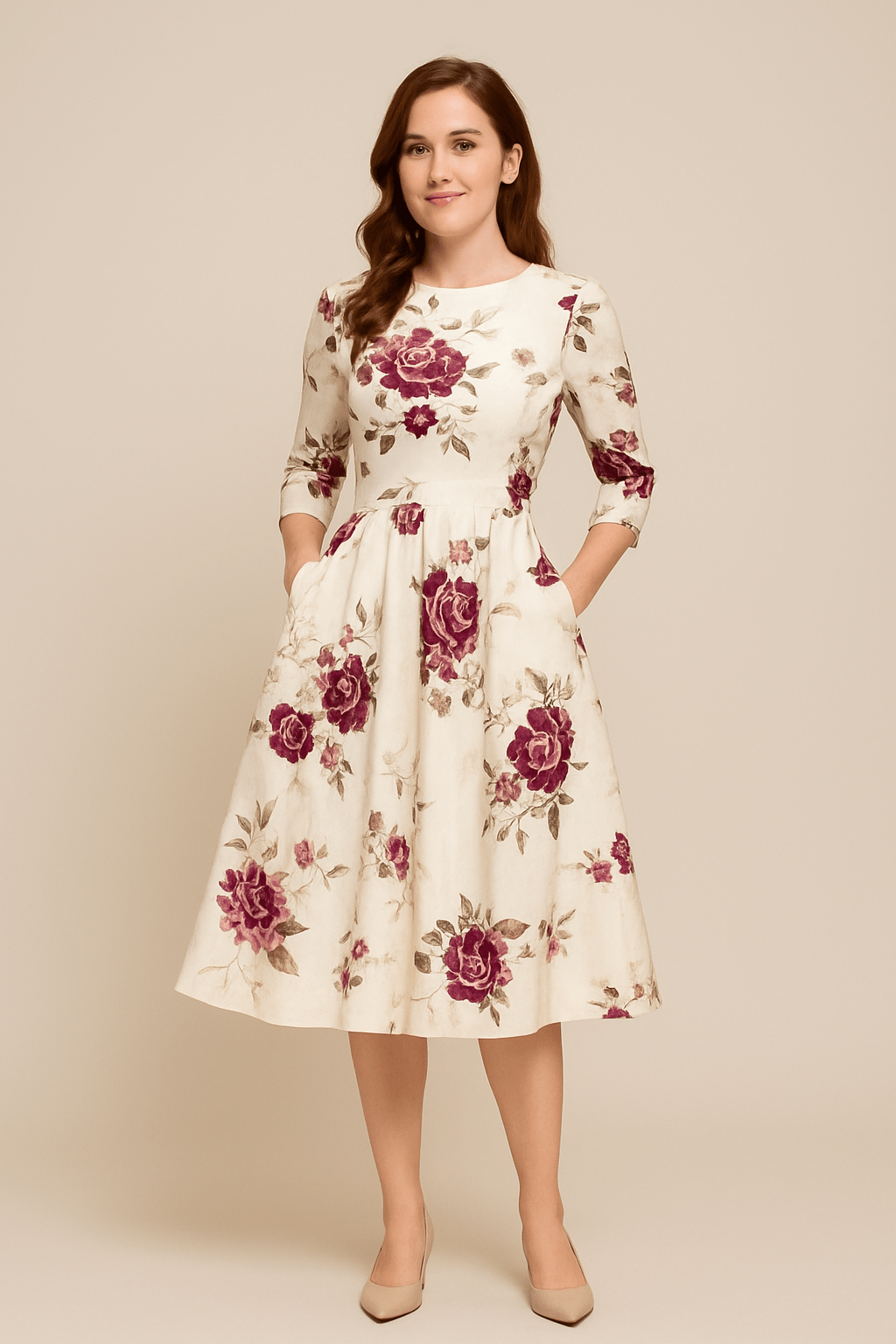Malie Women's A-Line Dress - Floral Print Elegant Style
