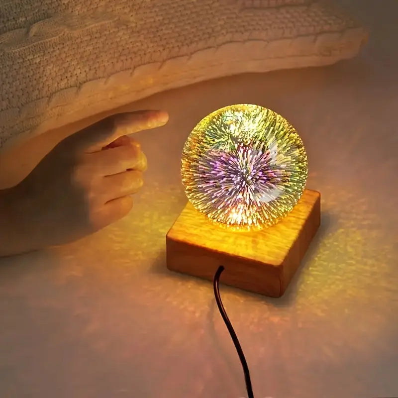 3D Kristallen Globe Lamp met Vuurwerk Effect