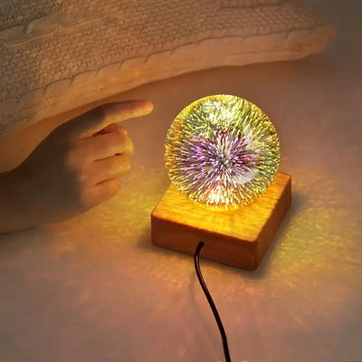 3D Kristallen Globe Lamp met Vuurwerk Effect