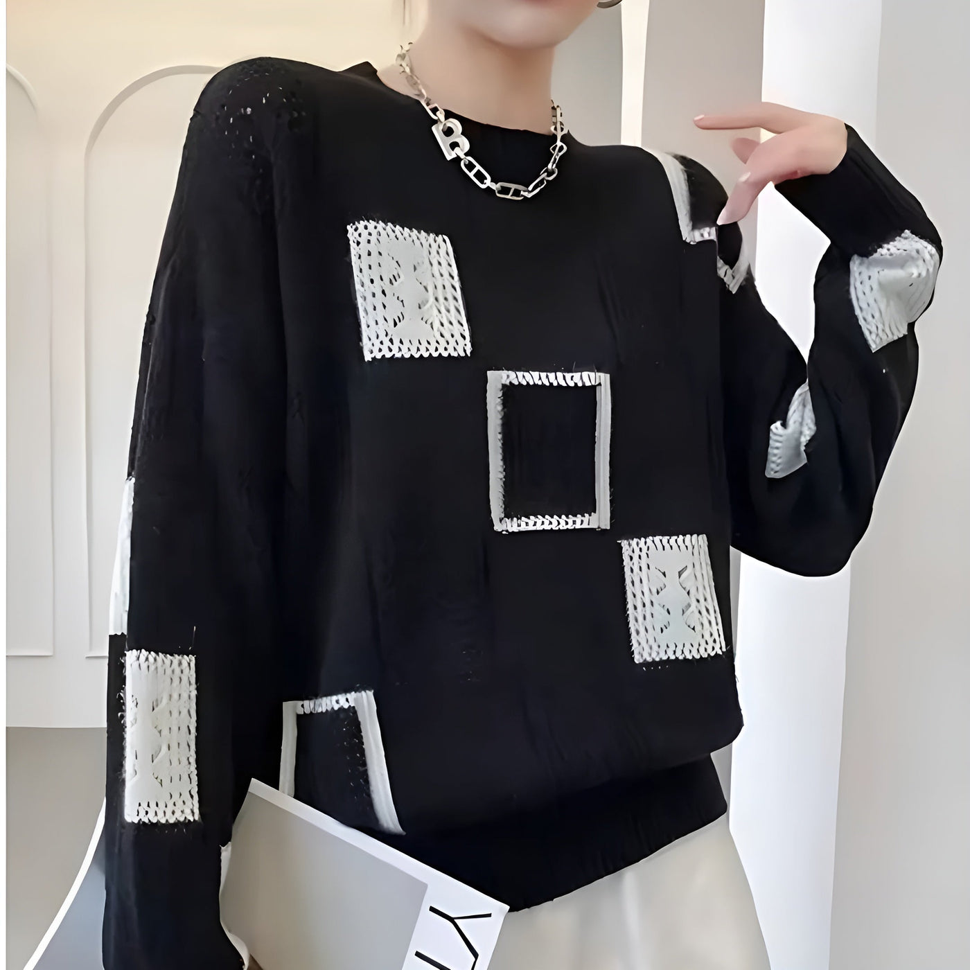 Samantha | Monochrome Patchwork Sweater