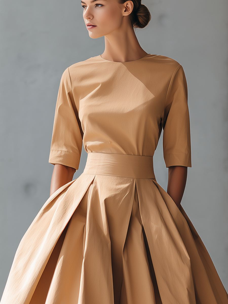 Elegant Cotton Maxi Dress with Textured Design