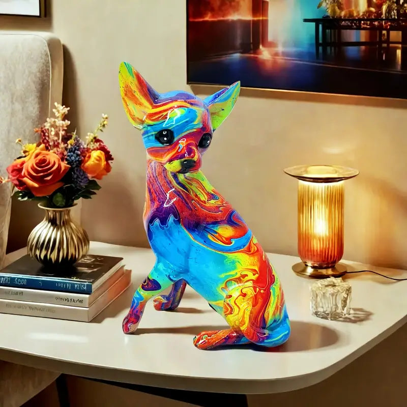 Vibrant Resin Chihuahua Lamp