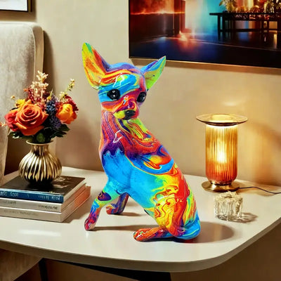 Vibrant Resin Chihuahua Lamp
