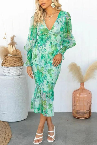 Melissa - Midi Dress with Floral Ruffles