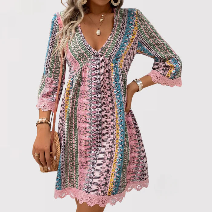Lara | Elegant Bohemian V-Neck Dress for a Trendy Look