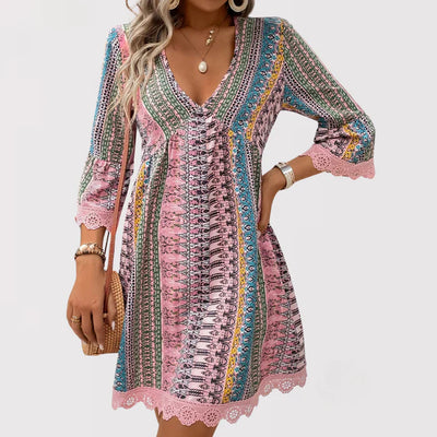 Lara | Elegant Bohemian V-Neck Dress for a Trendy Look